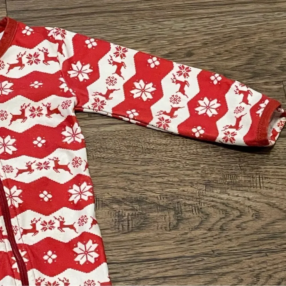 Sweet Honey Christmas Zip Up Onsie Red White Reindeer Size 18 Months